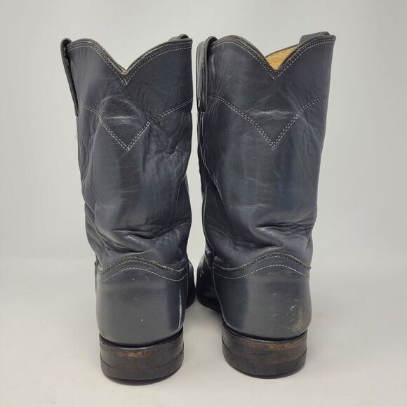 Justin Boots Mens 9D Gray Leather Roper Western Cowboy 3025 VTG USA - Picture 4 of 10